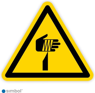 Simbol® - Stickers Gevaar voor scherpe elementen - Snijgevaar - (W022) - Formaat ▲ 5 x 5 x 5 cm.