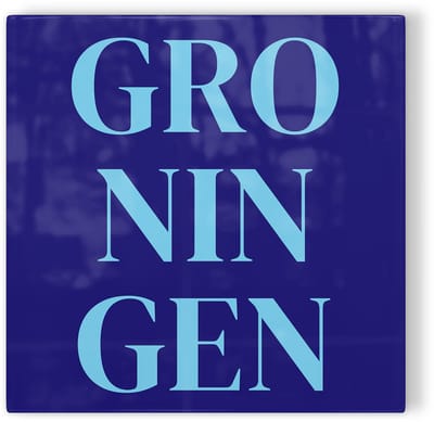 Tegeltje Groningen - donkerblauw lichtblauw - tegeltje stad - tegeltje met tekst