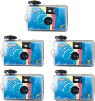 GT Photo GT27WP Realishot Splash - Set van 5 waterdichte wegwerpcamera's - 27 opnames, ideaal voor onderwater- en buitenfoto's