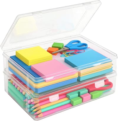 Multifunctionele Opbergdozen met Deksel, Stapelbare A4 Containers voor Documenten, Knutselspullen en Bakbenodigdheden, 31 x 22 x 5 cm