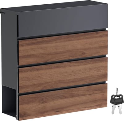 Brievenbus met vak - Postbus krantenvak - Post ontvangen - Soft-close klep - 37x13x41 cm - Antraciet
