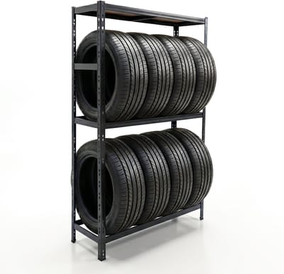 Bandenrek - voor 8 banden - 180 x 110 x 40 cm - zwart