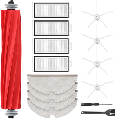 Dailygoods- Reserveaccessoires voor Roborock Q7 MAX - 1 Hoofdborstel - 4 Filters - 4 Reinigingsdoeken - 4 Zijborstels - Borstelreinigingsgereedschap - Stofzuigeraccessoires