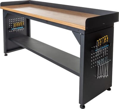 Datona® Werkbank PRO - bamboe werkblad - legbord - 200 cm - Zwart