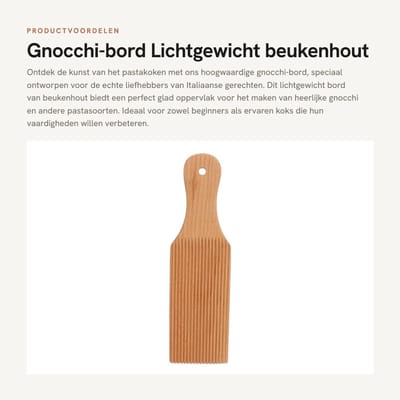 Dailygoods- Gnocchi-bord Lichtgewicht - Pastaborden - Beukenhout - Duurzaam - Gezond - Gemakkelijk deeg maken - Pastabord
