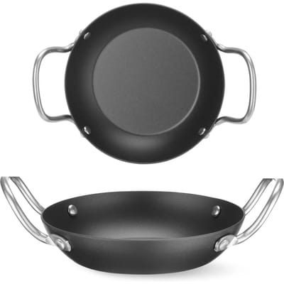 HENDI Serveerpan – Carbon Staal – Ø164x195 mm – Ovenbestendig tot 250°C – Ergonomische Handgrepen
