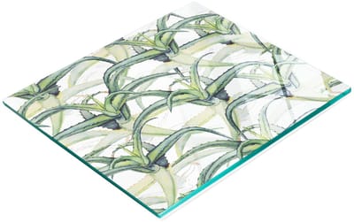 Duurzame en stijlvolle snijplank van gehard glas met aloë-patroon, 60x52 cm