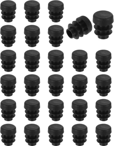 Dailygoods - 28 Stuks Ronde Kunststof Eindkappen 12 mm - Zwarte PE Buisplugins voor Meubelpoten