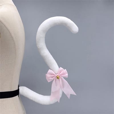 8 Kleuren Lolita Kc Pluizige Kattenstaart Met Strik Bel Handgemaakt Schattige Pluche Kat Lange Staart Anime Rollenspel Cosplay Kostuum Accessoires About 75CM