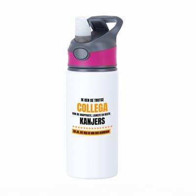 Hacebo® - Trotse collega waterfles met rietje roze - Collega - een collega - werk - afscheidscadeau - verjaardagscadeau - kado - water fles - 650ML
