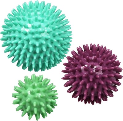 Famanu massagebal egel 3 stuks, 6 cm, 8 cm, 10 cm, -massage, myofasciale bal, gymnastiekbal, lacrossbal, kunststof, PAK- en ftalaatvrij