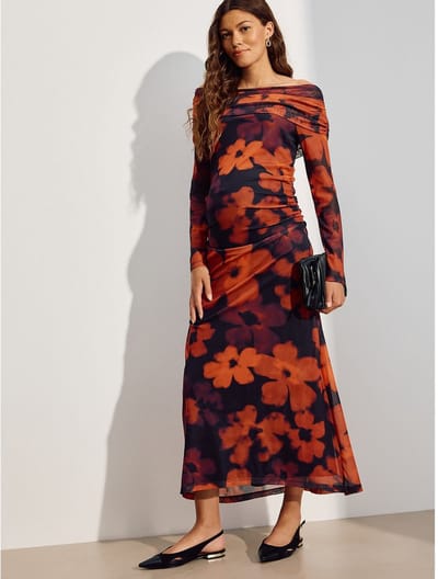 Next - Dames - Bardot mesh zwangerschapsjurk - Zwart