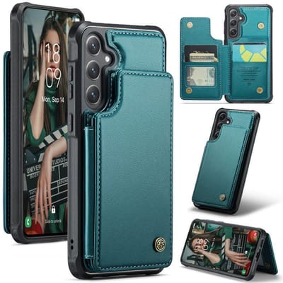 Luxe Portemonnee Backcover met Anti-RFID kaarthouders voor Galaxy S25 / S24 _ Groen