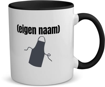 Akyol - schort koffiemok - theemok - zwart - Kok - iemand die goed kan koken - met eigen naam - leuk cadeau voor iemand die chefkok is - cadeau - kado - 350 ML inhoud