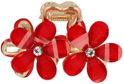 Haarsoires Haarspeld Haarklem 4cm – Glitter Bloemen – Rood