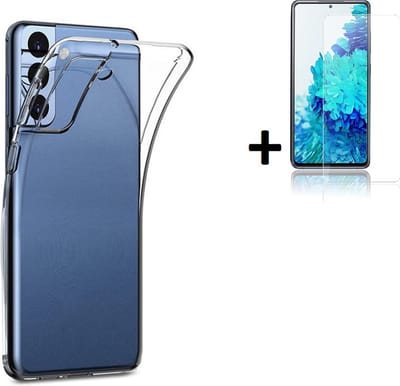 Hoesje Geschikt voor Samsung Galaxy S22 - Screenprotector S22 - Samsung S22 Hoesje Transparant Siliconen Case + Screenprotector