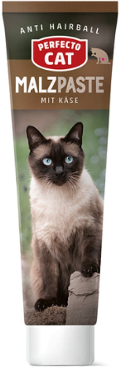Perfecto Cat Moutpasta met Kaas - Anti-haarbalpasta voor Katten | Snackpasta met Kaas - 1x 100g | Ondersteuning bij Spijsvertering en Helpt tegen Haarballen