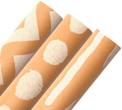 TOVBMUP Cadeaupapier - kraftpapier - 43 x 300 cm - voor bruiloften, dopen, verjaardagen en Valentijnsdag - 3 rollen