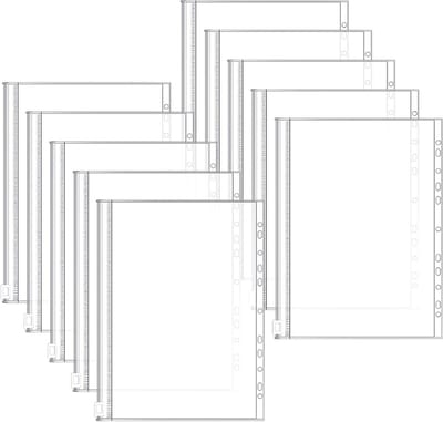 Set van 10 A4 Zipper Binders met 11 Ringgaatjes - Plastic Opbergzakken voor Documenten, Cosmetica en Sieraden Organisatie