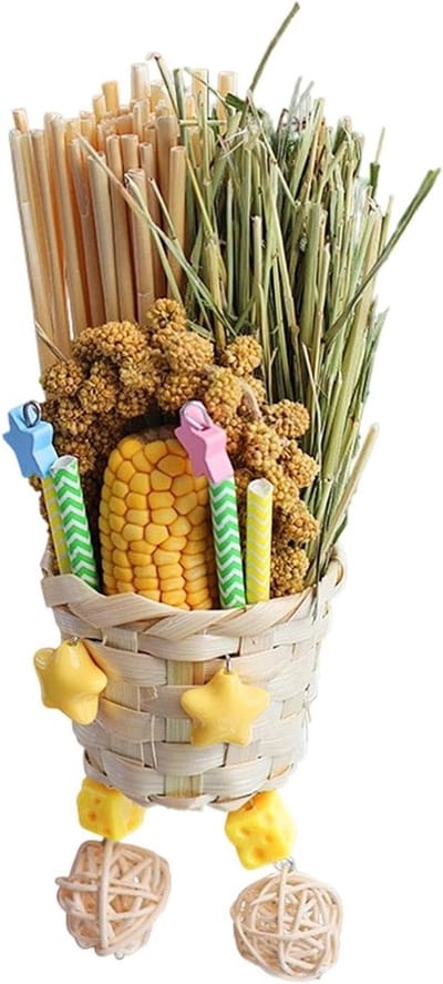 Vogel Foerageerspeelgoed - Knaag- en Versnipper Speelgoed - Vogel Verrijking - Onbehandeld Natuurlijk Materiaal - 23 cm Hoog - Natuurlijk