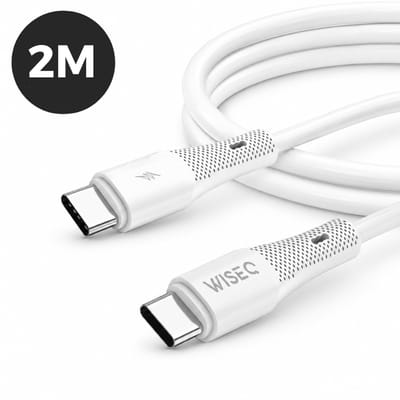 USB C oplaadkabel 2 meter – fast charge datakabel – USB C naar USB C kabel geschikt voor Samsung & Apple iPhone 17/16/15 & Macbook – wit – WiseQ