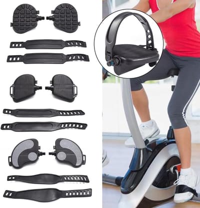 Hometrainer Pedalen - Fiets Pedalen - Indoor Training - Verstelbare Riemen - 9/16 Inch As - Zwart