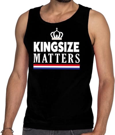 Zwart Kingsize matters tanktop - Mouwloos shirt voor heren - Koningsdag kleding S