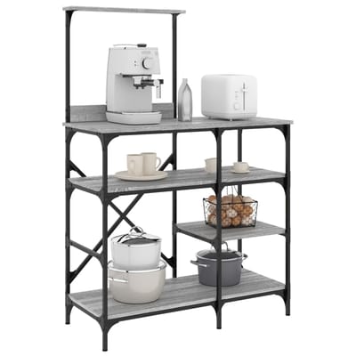 vidaXL - Bakkersrek - 90x40x132 - cm - bewerkt - hout - en - metaal - grijs - sonoma