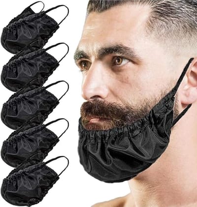 Baardkap - Baardkap - Baardkap - Baardkap - Set van 5 Baardkap Gezichtsmasker Baardkap Baardkap Heren Baard Tulbandhoes Verstelbare Gezichtsbeharing Schort Beschermkapje Bedtijd Slabbetje Kap (Zwart)