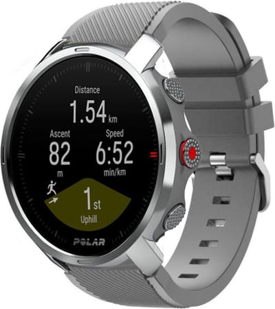 Strap-it Twill silicone horlogeband - geschikt voor Polar Vantage M / M2 / V3 / Grit X / Grit X(2) Pro - grijs