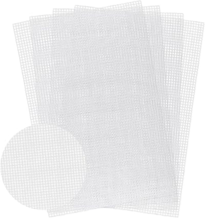 4 Stuks Plastic Mesh Canvas Vellen voor Borduurwerk, Fursuit Ogen en DIY Creaties, Geschikt voor Breien en Haken (Wit, 11.7 x 8 cm)