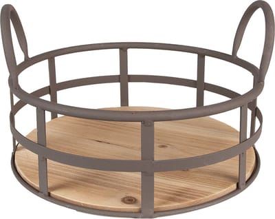 Clayre & Eef Opbergmand Ø 25x9/15 cm Grijs Bruin IJzer