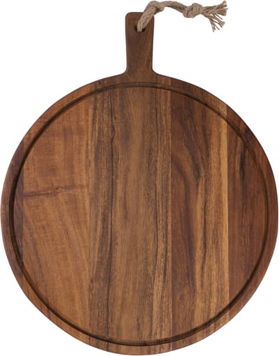 Pure Acacia Wood Borrelplank | Tapasplank | Serveerplank rond | Pizzaplank met handvat Ø44x3.5 cm