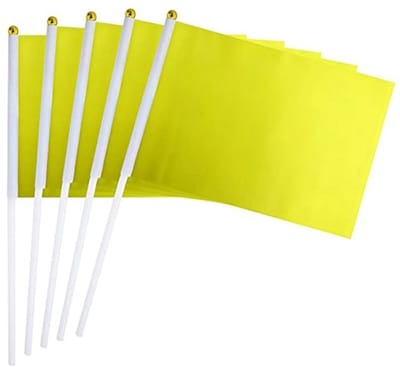 Dailygoods - Mini-vlag 14 x 21 cm kleine handvlag solide DIY graffiti banner scheidsrechter vlag hand vlaggen voor sportevenementen vieringen feest indoor outdoor decoratie geel 100 stuks