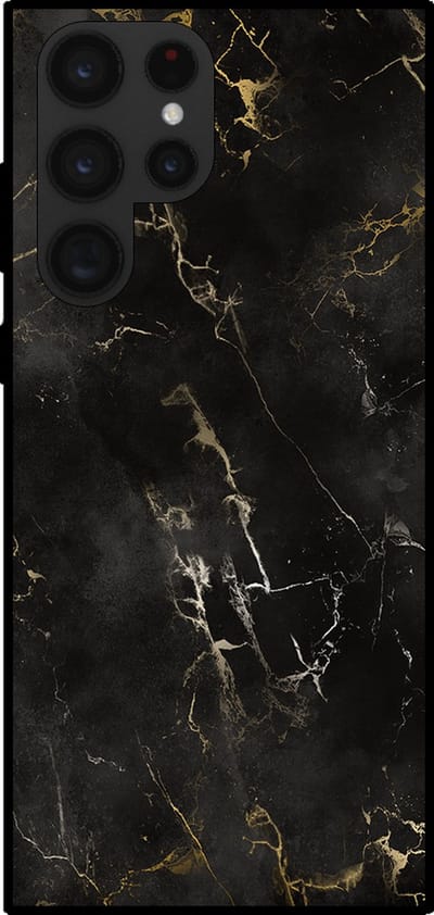 Smartphonica Telefoonhoesje voor Samsung Galaxy S22 Ultra met marmer opdruk - TPU backcover case marble design - Zwart geschikt voor Samsung Galaxy S22 Ultra
