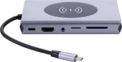 USB-C Docking Station – 5x USB 3.0 – HDMI – VGA – RJ45 – SD/TF – Audio – 15W Draadloos Opladen – Laptop Hub