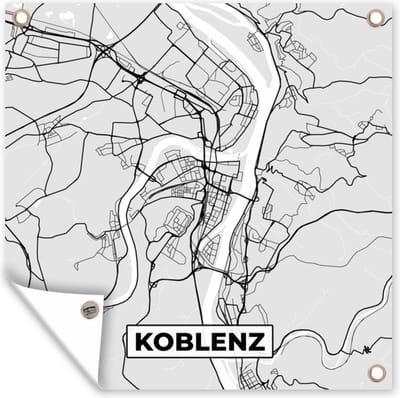 Tuin poster Koblenz- Kaart - Stadskaart - Duitsland - Plattegrond - 200x200 cm - Tuindoek