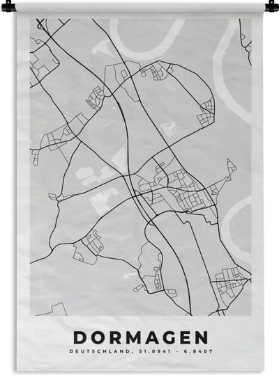 Wandkleed - Wanddoek - Plattegrond - Duitsland - Dormagen - Stadskaart - Kaart - 120x180 cm - Wandtapijt