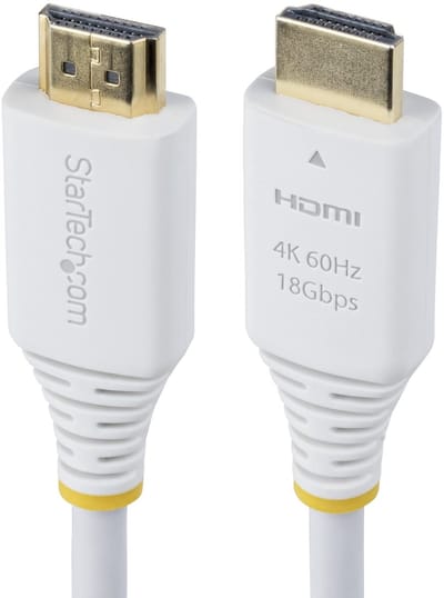 StarTech.com 3m Premium Gecertificeerde High Speed HDMI Kabel, 4K 60Hz/1440p 144Hz, HDR10/HDCP 2.2/ARC, 18Gbps, UHD HDMI 2.0 Kabel voor TV/Monitor/Scherm, TPE Mantel, Wit