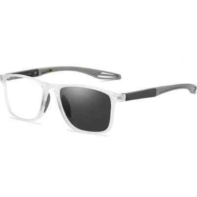 Heren Sport Fotochemische Leesbril voor Dames Buiten Zonnebril Oogwerk TR90 Vierkant Anti-blauw Licht Verziendheid Bril 1 gray