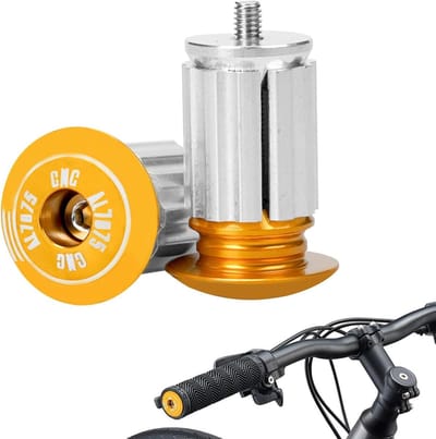 Stuureindkappen Aluminium - Stuurdoppen Fiets - Fietsen Verbeteren - Geanodiseerd Aluminium - 23x32 cm - Goud