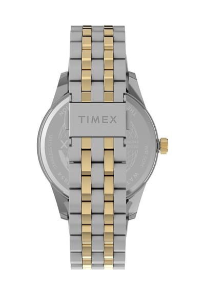 Timex Chicago Multi-Function Quartz Analoog Horloge Tweekleurig En Groen Kast Gemaakt Van 100% Roestvrij Staal En Een Armband Van 100% Roestvrij Staal 45 TW2Y21400AJ, TW2Y21500AJ
