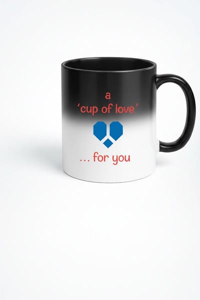 Magische Mok: 'a cup of love' met Blauw Hart - Warmtegevoelige Liefdesbeker voor Jou