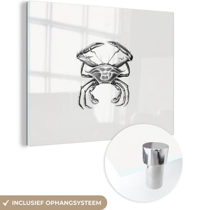 MuchoWow® Glasschilderij 40x30 cm - Schilderij acrylglas - Ernst Haeckel - Vintage - Kunst - Krab - Foto op glas - Schilderijen