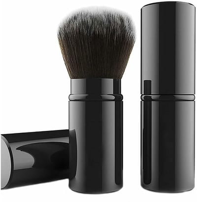 JeiibrZui 1 Reusable Collapsible Make-upkwast, Blushkwast met Kort Aluminium Handvat voor Kabukifondament, Bronzer & Minerale Wanger Compacte Make-upkwasten voor Op Reis