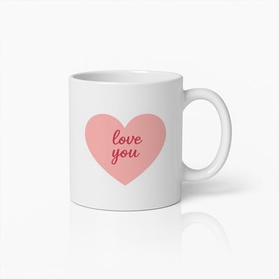 Love You Mok 330ml | Leuke Koffiebeker met Roze Hart Ontwerp | Romantisch Cadeau voor Valentijn, Jubileum & Stellen