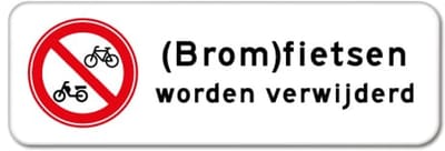 Bord (brom)fietsen worden verwijderd - Weerbestendig Aluminium - 40x15 cm - Bevestiging: Zonder bevestiging (alleen het bord)