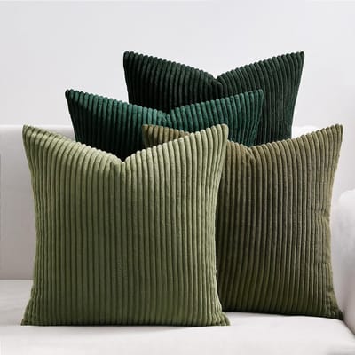 Decoratieve Kussenslopen 45 x 45 cm - Set van 4 Stuks in Donkergroen van Katoen en Fluweel voor Moderne Sofa's
