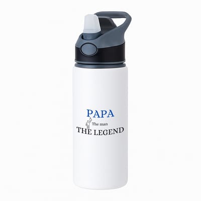 Hacebo® - Papa the man the legend waterfles met rietje zwart - Papa - cadeau papa - cadeau - verjaardag papa - vaderdag - water fles - 650ML