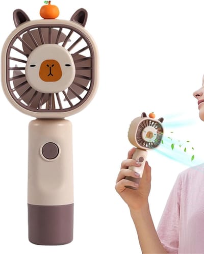 Thijox - Mini Handventilator Pocket Capybara USB Laadventilator - Draagbaar Koelgereedschap met 5 Snelheden voor Camping, Zomer, Buiten, Kantoor, Vaka